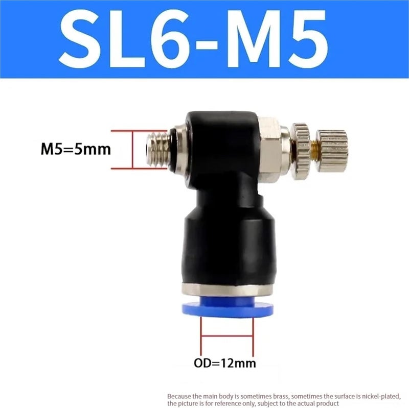 5/10PCS SL Model Quick Connections Pneumatic couplings M5 Throttle Valve 1/8" 1/4" 3/8" 1/2" 4 6 8 10 12mm(SL6-M5,10pcs) - Image 4