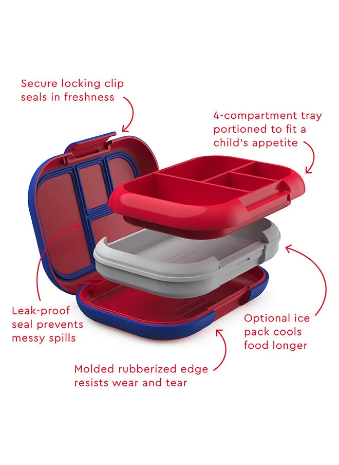 Bentgo Kids Chill Lunch Box - Leak Proof Bento Box With Removable Ice Pack And 4 Compartments For On - The - Go Meals - Microwave And Dishwasher Safe, Patented Design, 2 - Year Warranty (Red/Royal)