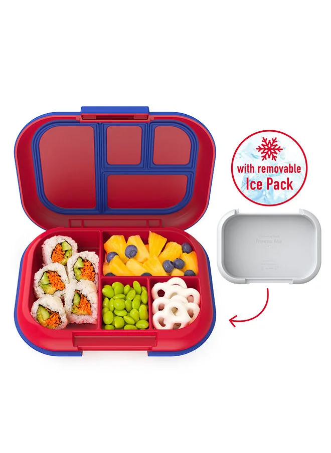 Bentgo Kids Chill Lunch Box - Leak Proof Bento Box With Removable Ice Pack And 4 Compartments For On - The - Go Meals - Microwave And Dishwasher Safe, Patented Design, 2 - Year Warranty (Red/Royal)