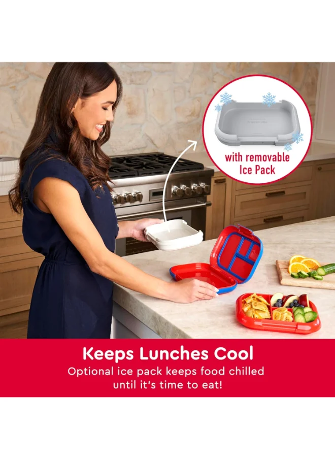 Bentgo Kids Chill Lunch Box - Leak Proof Bento Box With Removable Ice Pack And 4 Compartments For On - The - Go Meals - Microwave And Dishwasher Safe, Patented Design, 2 - Year Warranty (Red/Royal)