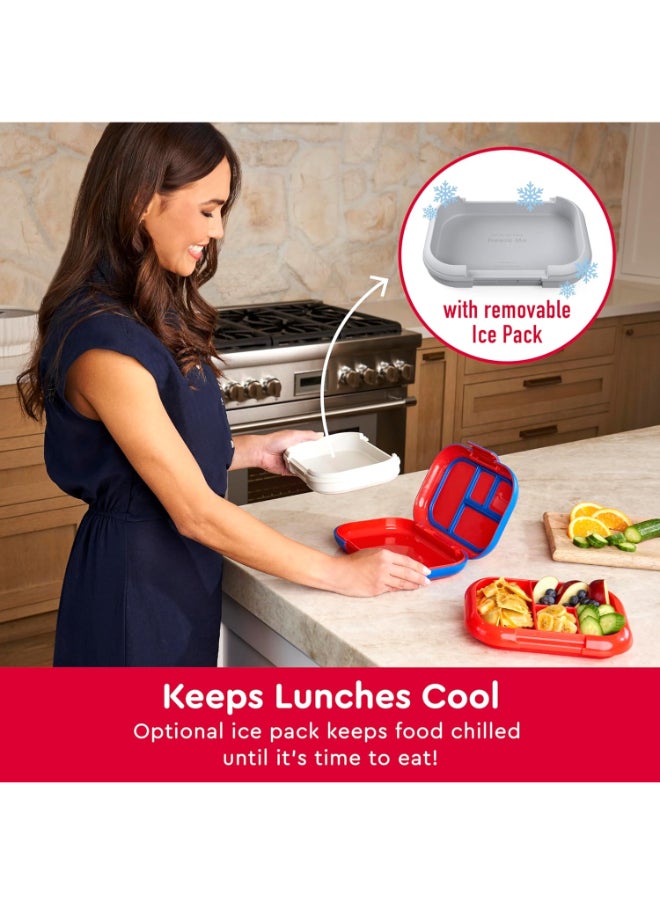 Bentgo - Kids Chill Lunch Box - Leak Proof Bento Box With Removable Ice Pack And 4 Compartments For On - The - Go Meals - Microwave And Dishwasher Safe, Patented Design, 2 - Year Warranty (Red/Royal) - Image 1