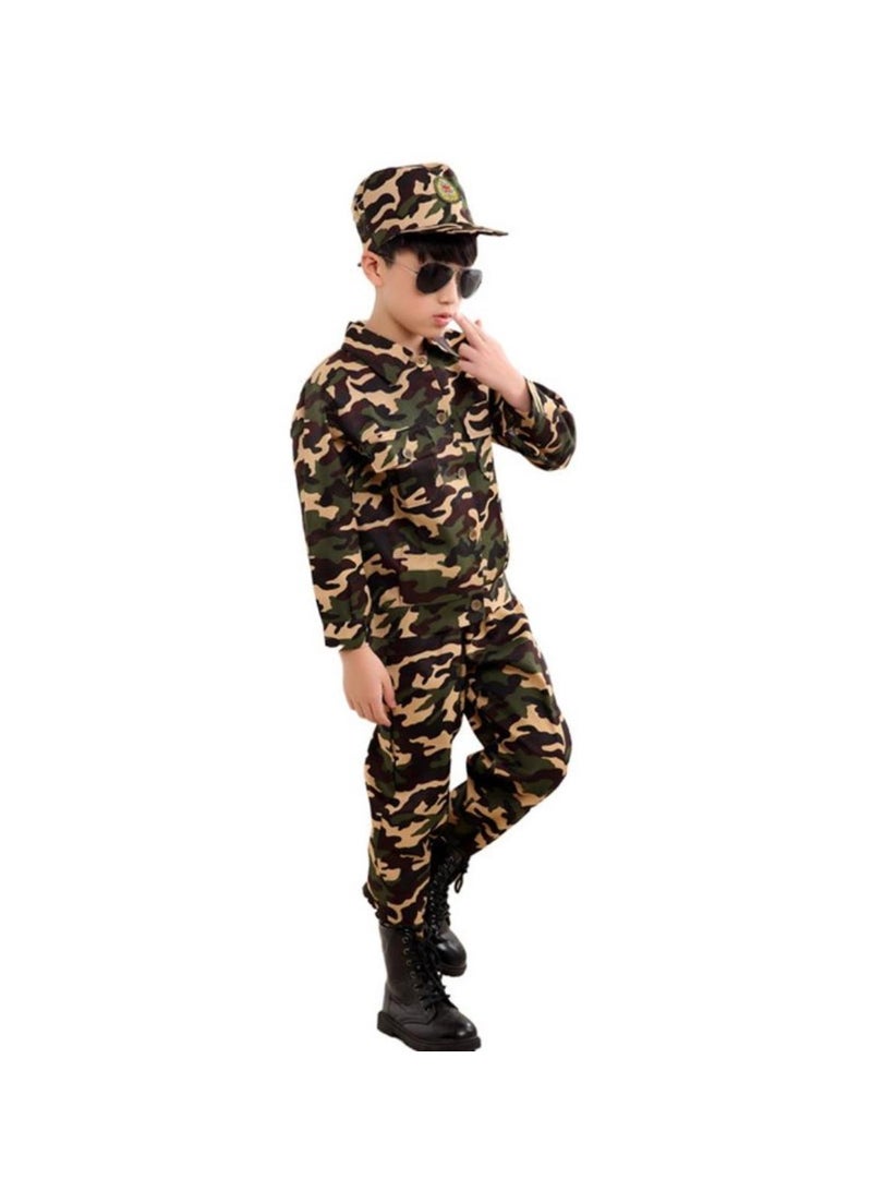 Children's soldier/military costume: complete camouflage outfit with hat - Image 1