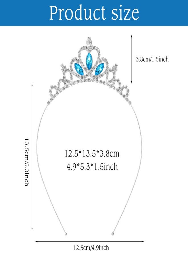 Larrel 2 Pcs Tiaras for Girls, Elegant Princess Crown Blue Rhinestone Crystal Crowns Headband Wedding Hair Accessories for Women Girls Birthday Christmas Decoration Dress Up Cosplay - Image 2