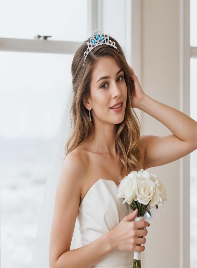 Larrel 2 Pcs Tiaras for Girls, Elegant Princess Crown Blue Rhinestone Crystal Crowns Headband Wedding Hair Accessories for Women Girls Birthday Christmas Decoration Dress Up Cosplay - Image 4