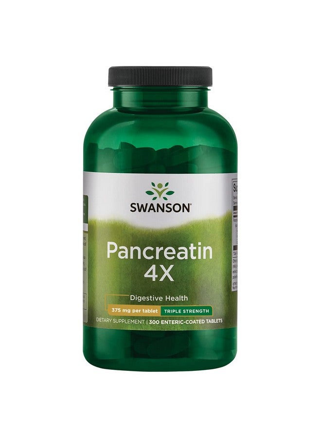Swanson Triple-Strength Pancreatin 4X Enzyme - 375mg, 300 Tabs - Image 1