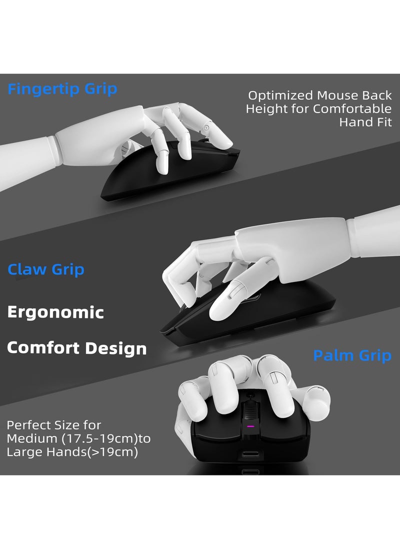 Ajazz Wireless Gaming Mouse, Wired/2.4G Dual Mode, up to 26000DPI, Ultra-Lightweight 59G, 6 Programmable Buttons, Long Battery Life, Compatible with PC/Mac, Esports & FPS Gaming  - Image 4