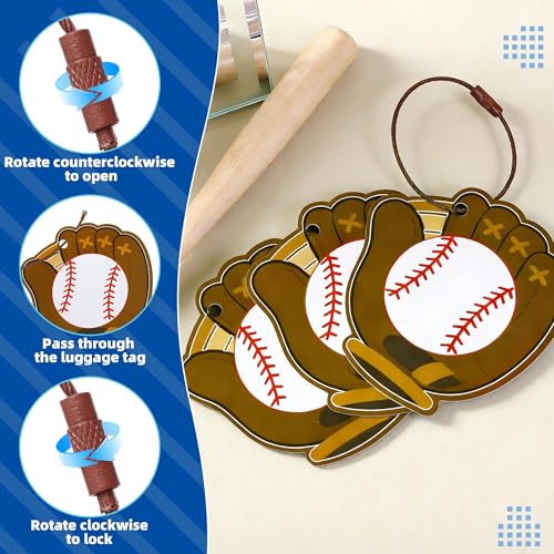 TOHONGADON 12 Pcs Baseball Luggage Tags for Suitcases, Personalized Baseballs Name Tags with Metal Ring, PVC Baseball Tag for Bags, 3.3 Inch Travel Suitcase Labels - Image 3
