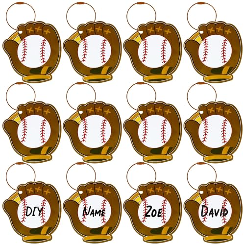 TOHONGADON 12 Pcs Baseball Luggage Tags for Suitcases, Personalized Baseballs Name Tags with Metal Ring, PVC Baseball Tag for Bags, 3.3 Inch Travel Suitcase Labels - Image 1