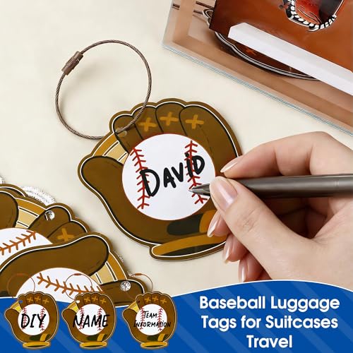 TOHONGADON 12 Pcs Baseball Luggage Tags for Suitcases, Personalized Baseballs Name Tags with Metal Ring, PVC Baseball Tag for Bags, 3.3 Inch Travel Suitcase Labels - Image 4