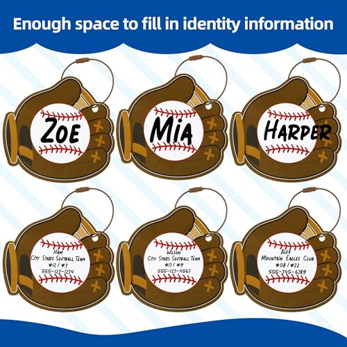 TOHONGADON 12 Pcs Baseball Luggage Tags for Suitcases, Personalized Baseballs Name Tags with Metal Ring, PVC Baseball Tag for Bags, 3.3 Inch Travel Suitcase Labels - Image 5