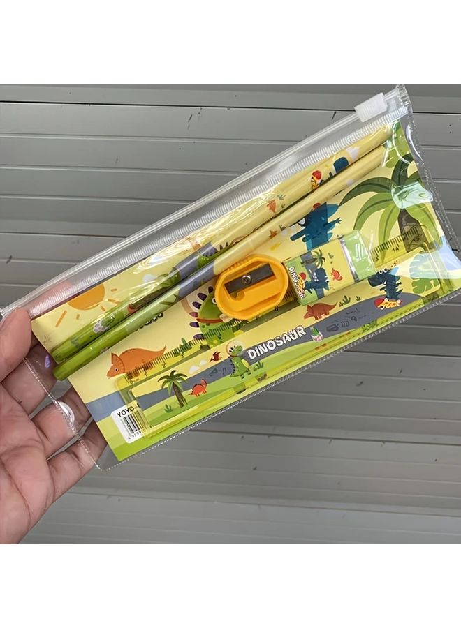 مجموعة قرطاسية من 5 قطع زرقاء بحيوانات لطيفة مع صندوق هدايا ومستلزمات مدرسية - Image 2