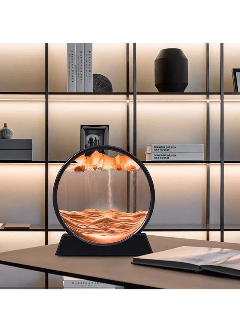 ماركة غير محددة اطار زجاجي دائري لعرض فن الرمل المتحرك ثلاثي الابعاد بتصميم اعماق البحار مع حامل، ديكور رسم بالرمال المتحركة وفن الرمل المساعد على الاسترخاء للمكتب، مناسب للبالغين والاطفال - برتقالي - 18 سم  - Image 5