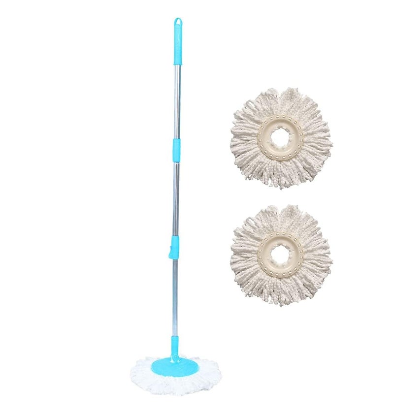 PRANAY'S KLEANUP Premium Spin Mop Rod Stickwith 360 Degree Rotating MopsHead 1 Stainless Steel Rod Stickwith 2 Microfiber Refill WetDry Mop Mops Rod Stick Mops - Image 1