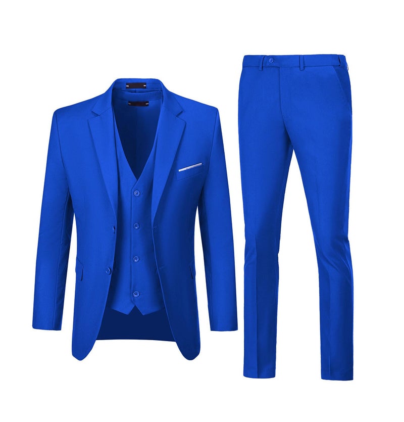 Men Suits Set Royal Blue Slim Fit Wedding Suit Groomsmen Prom Suit Tuxedo Business Formal Casual Groom Jacket Blazer Pants