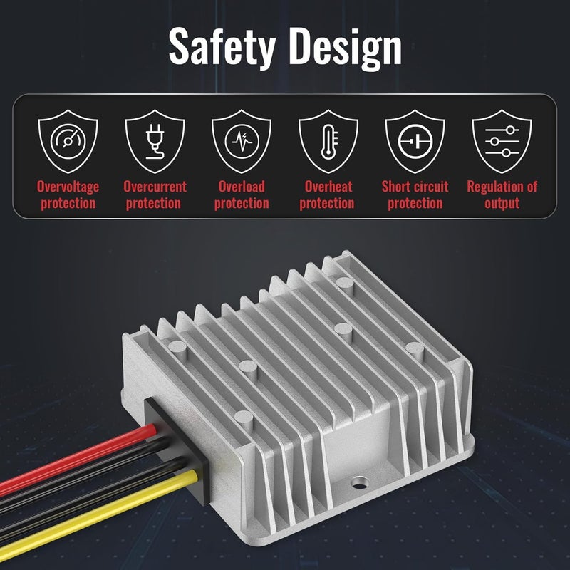 Kzreect 18V to 12V Step-Down Converter for Milwaukee M18 Battery Adapter,DC 12V 20A 240W Buck Converter Reducer Regulator with Upgraded Low Voltage Protection for Golf Cart RC Car LED Lights DIY Toys - Image 4