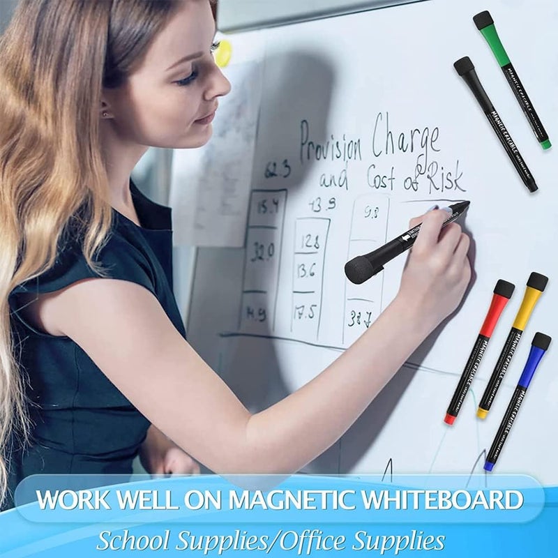 LINJIE Magnetic Dry Erase Markers，12 Colors Erasable Whiteboard Markers With Eraser Cap Dry Erase Markers，Low Odor Erasable White Board Markers For Kids & Teachers, Home, Office And School Supplies - Image 5