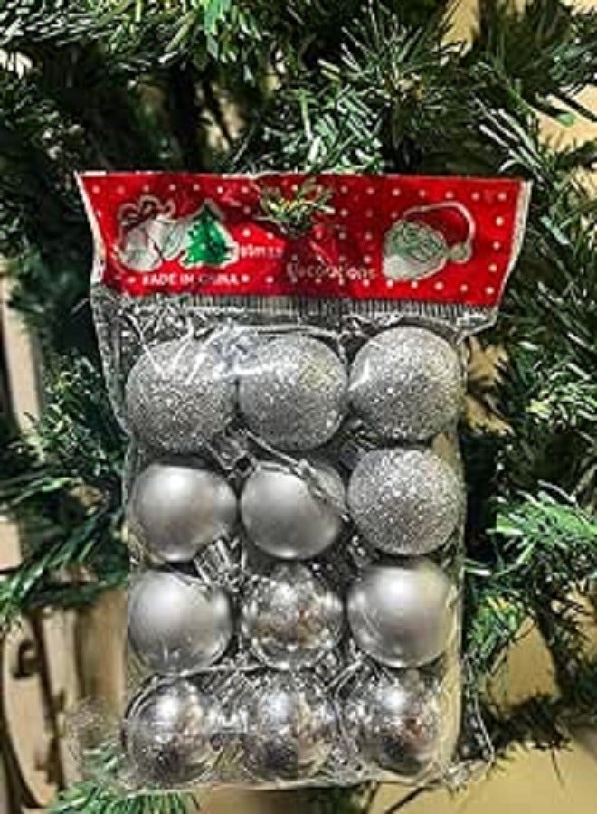 12pcs Balls Over The Christmas Tree Ornaments 3CM Decorative Round Balls, Christmas Ornaments, Christmas Decor, Xmas Decor, Christmas Tree Ornament Decor silver - Image 2
