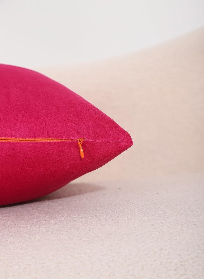 VAKADO Throw Pillow Covers 18x18 Set of 2 Decorative for Bed Couch Hot Pink Velvet Cushion Cases Decoration Valentines Day Wedding Love Home Decor for Sofa Living Room,Magenta - Image 3