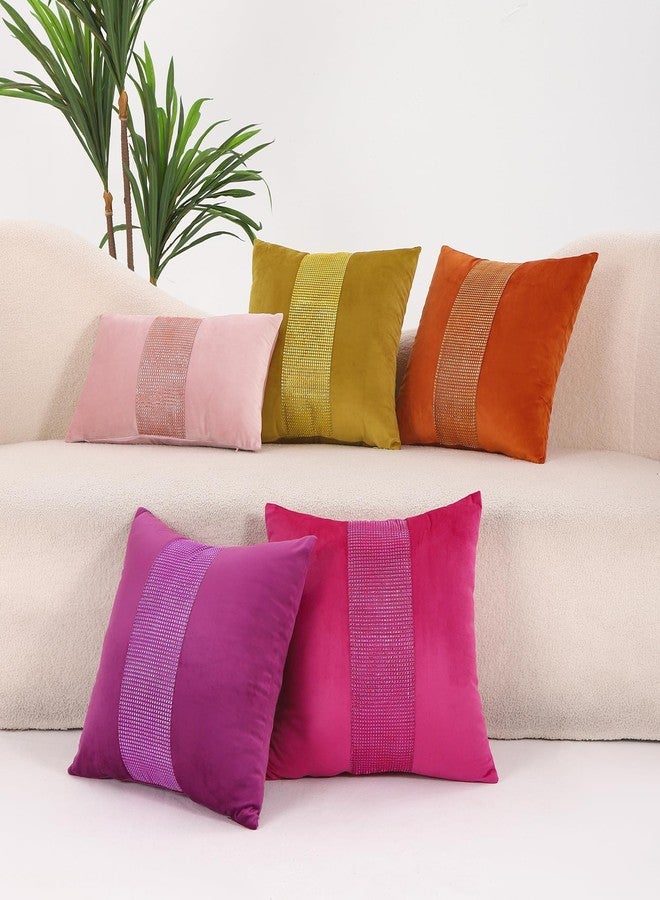 VAKADO Throw Pillow Covers 18x18 Set of 2 Decorative for Bed Couch Hot Pink Velvet Cushion Cases Decoration Valentines Day Wedding Love Home Decor for Sofa Living Room,Magenta - Image 4