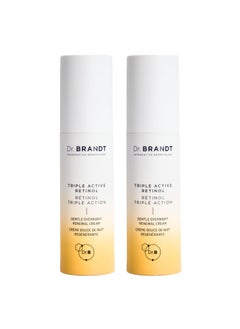 Dr. Brandt Skincare Dr. Brandt Bright This Way Triple Active Retinol - 1 oz, Pack of 2 - Gentle Overnight Renewal Cream - Reduces Wrinkles & Discoloration, Illuminates & Hydrates 