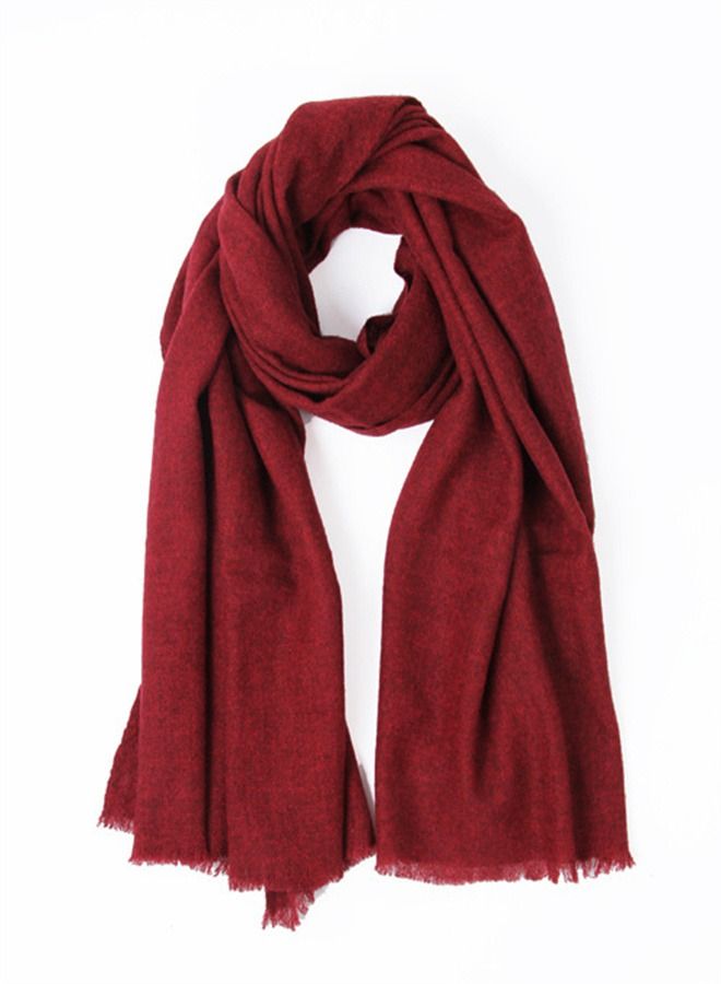 Loquat Solid Color Soft And Comfortable Wool Scarf  - Image 3