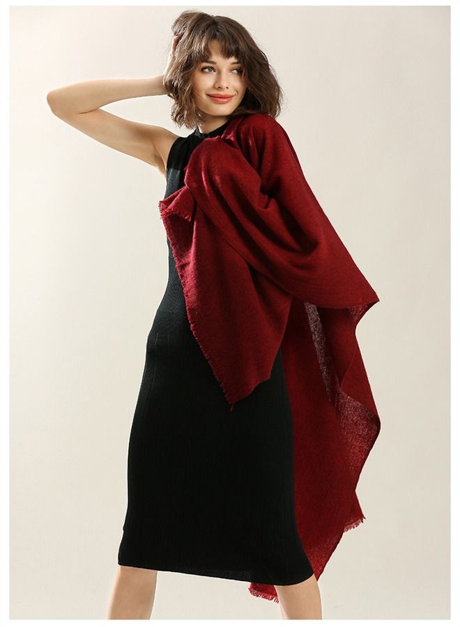 Loquat Solid Color Soft And Comfortable Wool Scarf  - Image 1