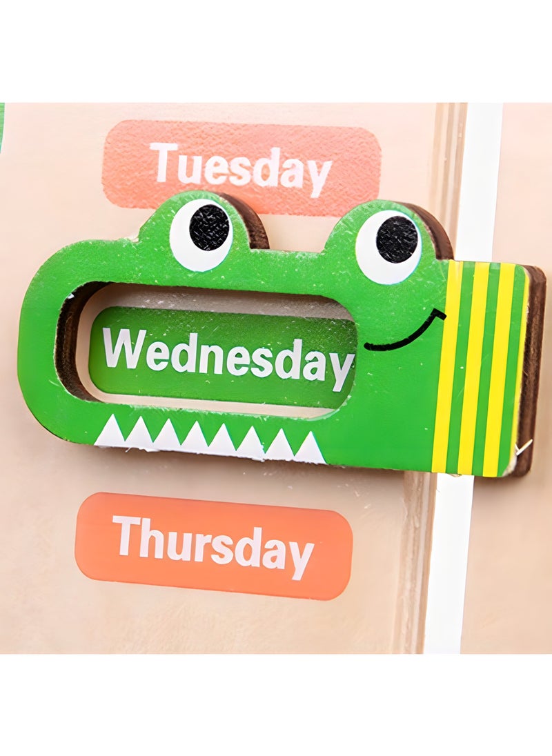 wooden toys Kids Multi functional Calender Clock Toys, 0-6 Years Old