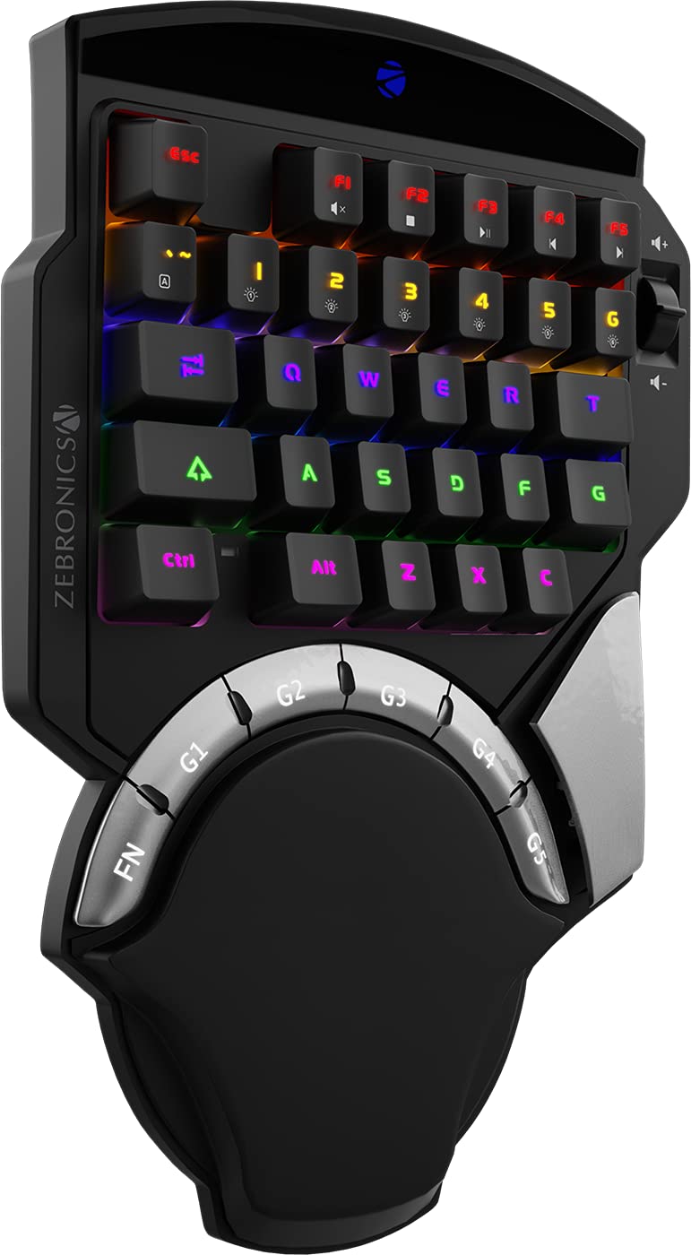 Zebronics Zeb-Max Atom One-Handed RGB Gaming Mechanical Keyboard, 37 Keys with 5 Macro Keys, Wrist Pad, Dedicated Volume Controller - Black - Image 2