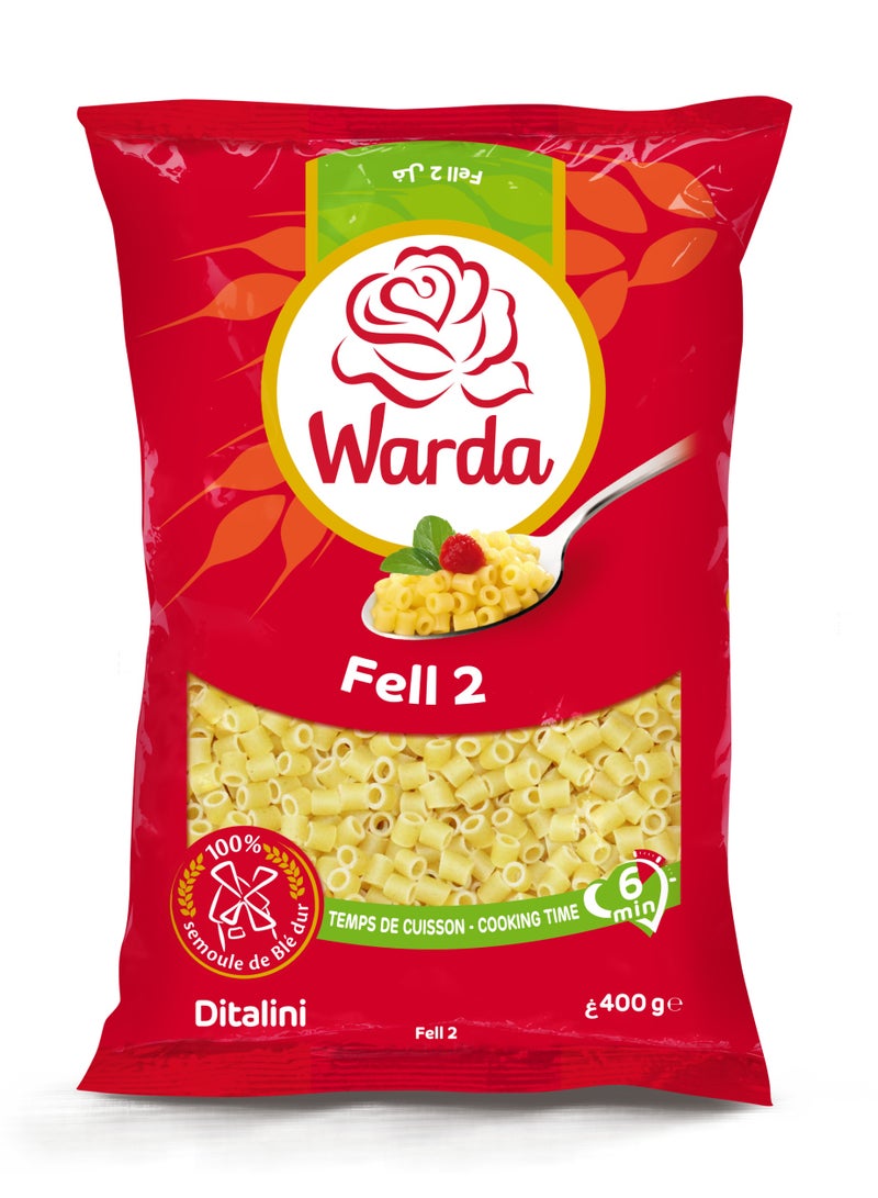 WARDA Ditalini Pasta 400g | Fell 2 Small Tube Pasta | Durum Wheat Semolina for Soup & Sauces