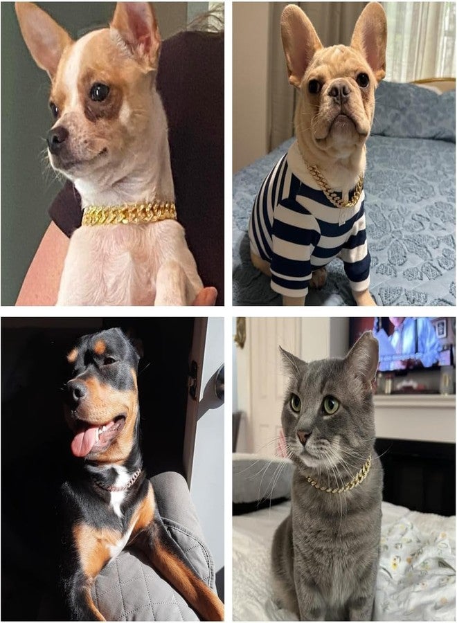 Weimostar Dog Chain Collars for Small Dogs,Rose Gold Dog Necklace Diamond Bling Rhinestone Sparkly Jewelry Metal Cuban Link Puppy Collar for XXS XS Small Medium Girl Pets Cat Kitten 10 Inch - Image 3