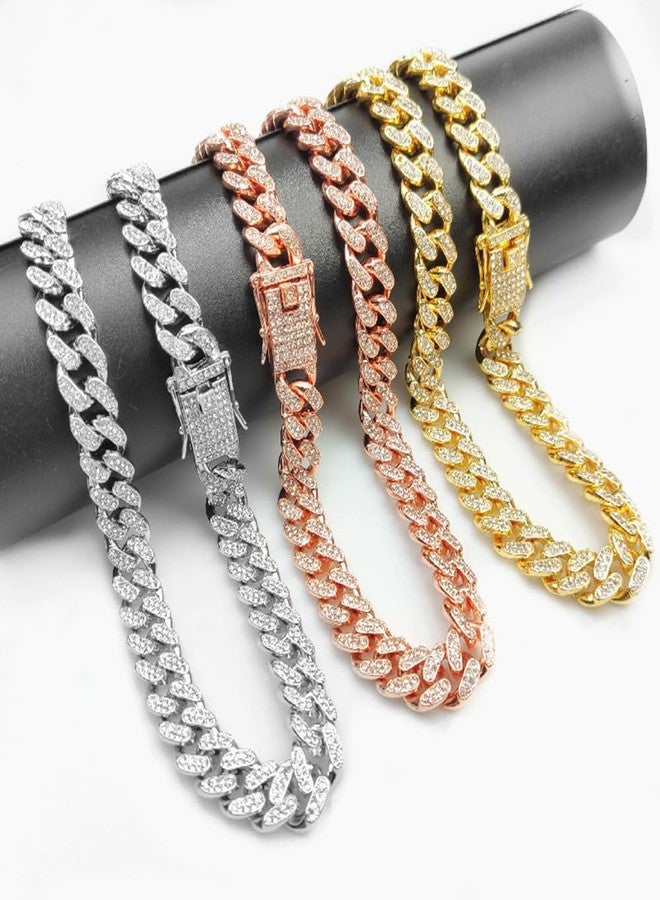 Weimostar Dog Chain Collars for Small Dogs,Rose Gold Dog Necklace Diamond Bling Rhinestone Sparkly Jewelry Metal Cuban Link Puppy Collar for XXS XS Small Medium Girl Pets Cat Kitten 10 Inch - Image 5