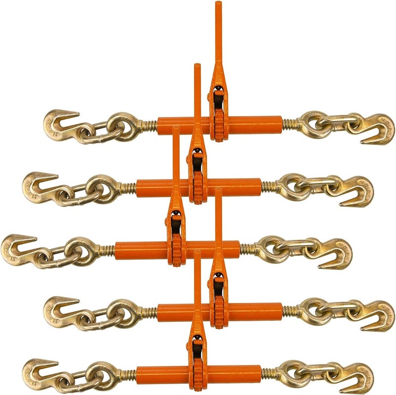 VULCAN Load Binder with 2 Grab Hooks - Ratchet Style - 5 Pack - 2,600 Pound Safe Working Load - Image 1