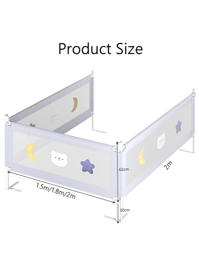 SKY-TOUCH - Bed Rail for Toddlers 2m, Baby Bed Rail Guard Infants Safety Bed Guardrail Adjustable Height, Upgraded seamless reinforced safety fence protector baby crib rail guardrail - Image 1
