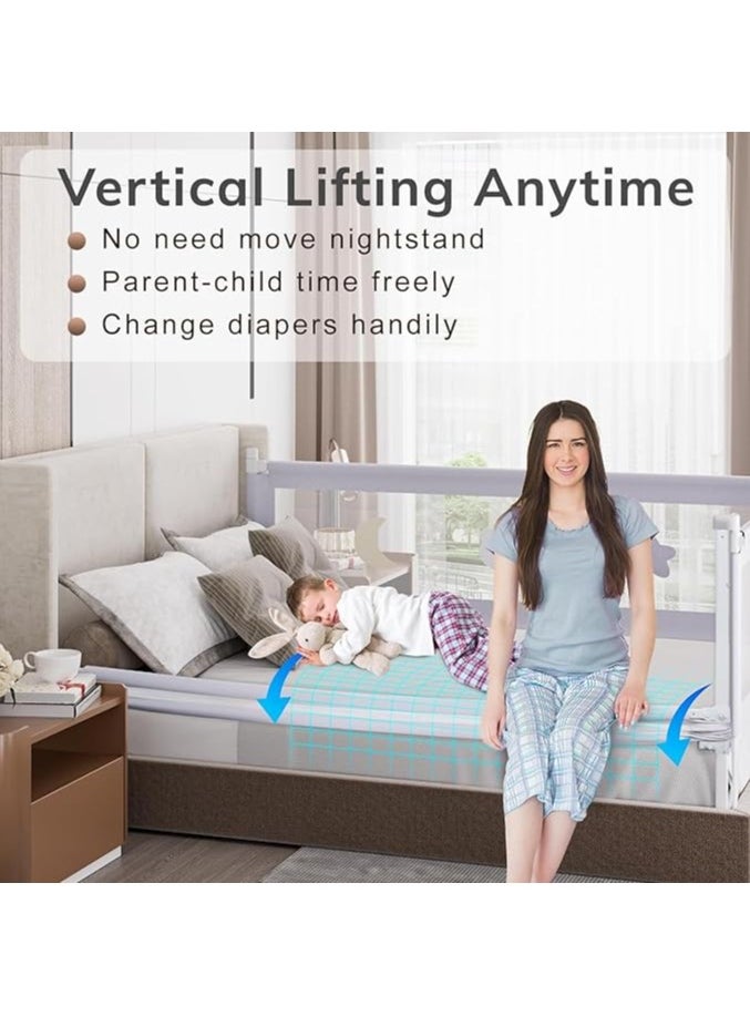 SKY-TOUCH - Bed Rail for Toddlers 2m, Baby Bed Rail Guard Infants Safety Bed Guardrail Adjustable Height, Upgraded seamless reinforced safety fence protector baby crib rail guardrail - Image 1