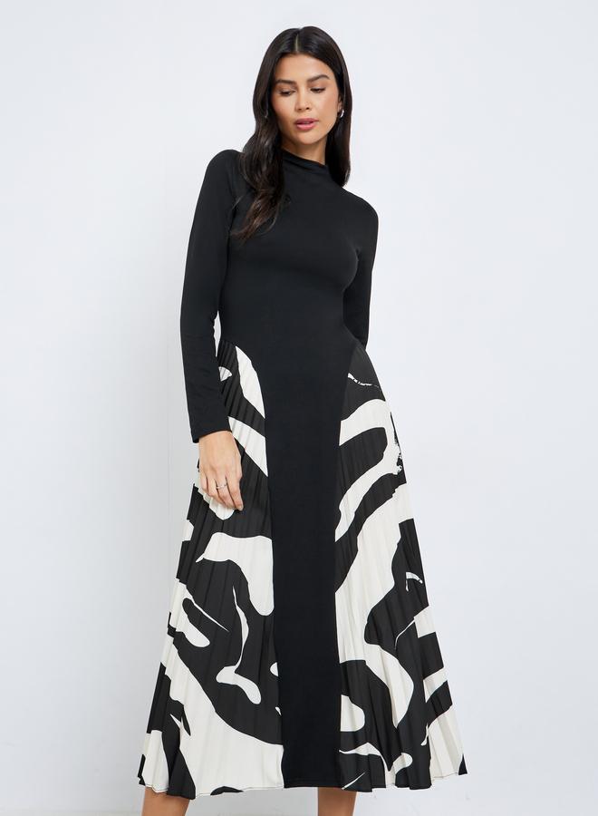 ستايلي فستان ميدي بتفاصيل كسرات - Image 1