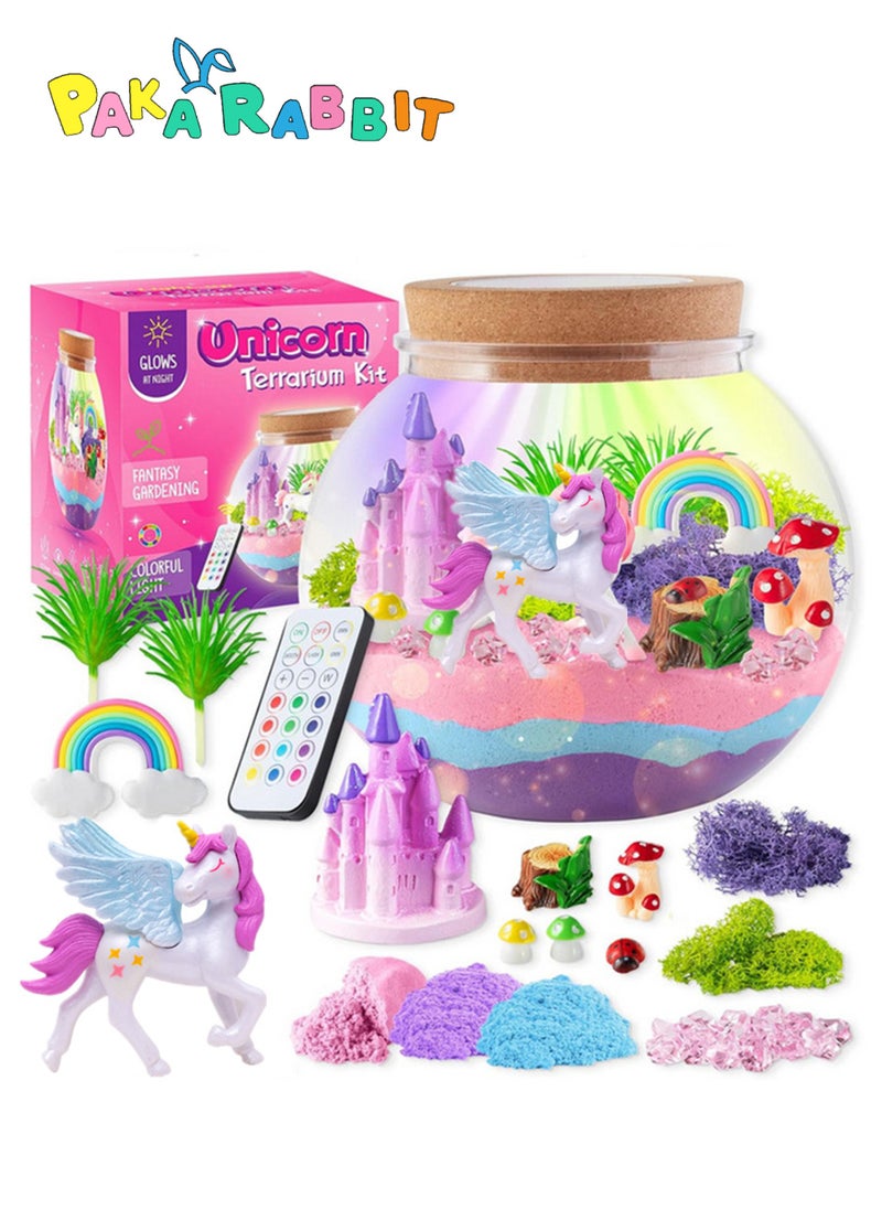 Paka Rabbit Unicorn Gifts for Girls - Unicorn Terrarium Kit for Kids -Toys for Girls- Birthday Gift for Girl Ages 4 5 6 7 8 12 Year Old- Arts and Crafts Supplies for Kids-Best Present for Girl  - Image 1