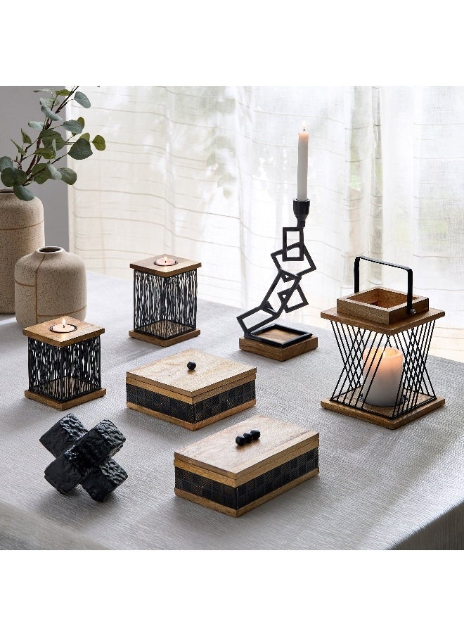 Home Box Certosa Metal Table Decor Accent with Wooden Base - 12x11x34 cm  - Image 4