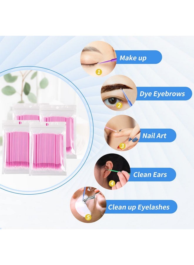 400 Pcs Disposable Micro Applicator Brush Annhua Latisse Application Micro Swabs Eyelash Extension Brushes For Eyelashes Extensions And Makeup Applicationpink