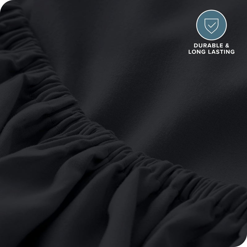 Bare Home Bare Home Fitted Bottom Sheet Twin Extra Long - Premium 1800 Microfiber - Ultra-Soft Wrinkle Free - Deep Pocket - Twin XL Fitted Sheet (Twin XL  Black)  - Image 5