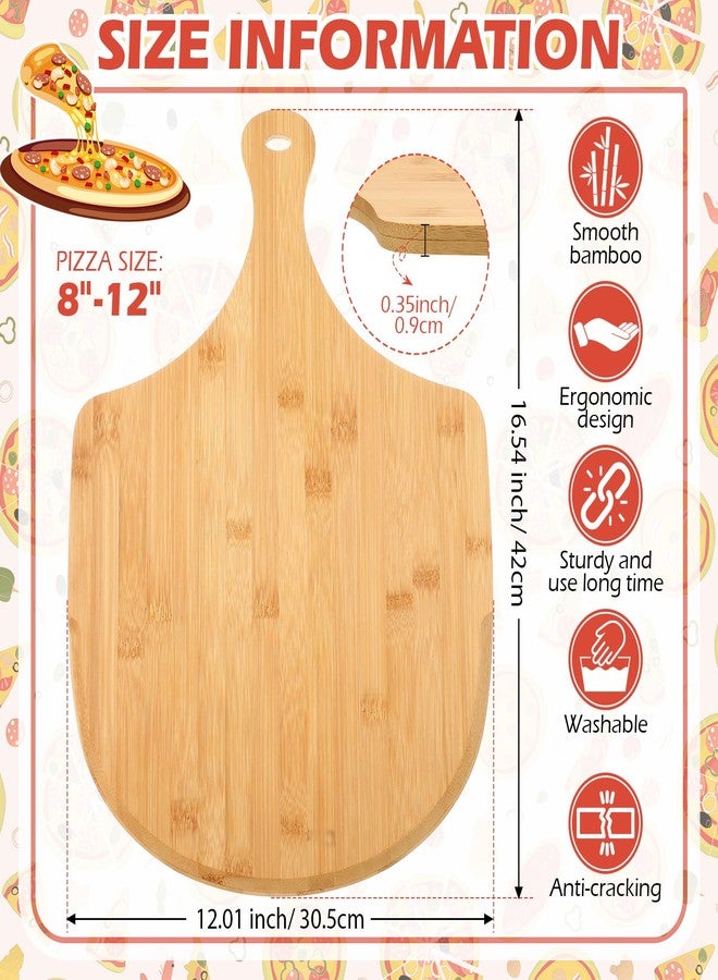Norme 6 Pcs Bamboo Pizza Peel Set, Wooden Pizza Paddle with Handle, Wood Cutting Board, Oven Accessory for Breads, Cheese, Fruit, Vegetables, Kitchen Accessories(16.5 x 12 Inch) - Image 2