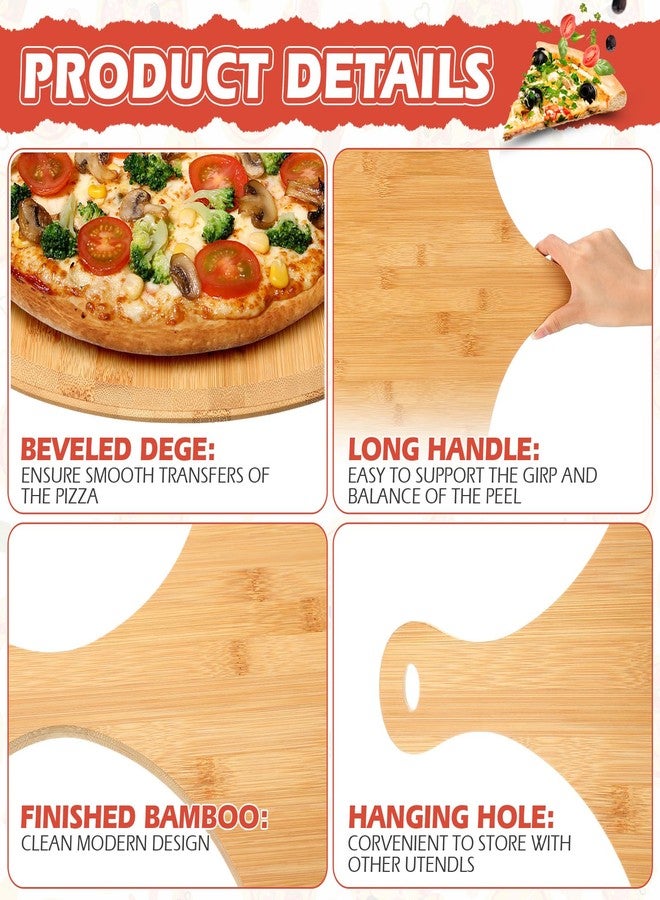 Norme 6 Pcs Bamboo Pizza Peel Set, Wooden Pizza Paddle with Handle, Wood Cutting Board, Oven Accessory for Breads, Cheese, Fruit, Vegetables, Kitchen Accessories(16.5 x 12 Inch) - Image 3