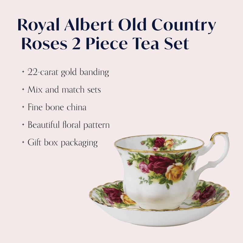 Royal Albert Old Country Roses Teacup & Saucer Set, 6.5 oz, Multi - Image 3