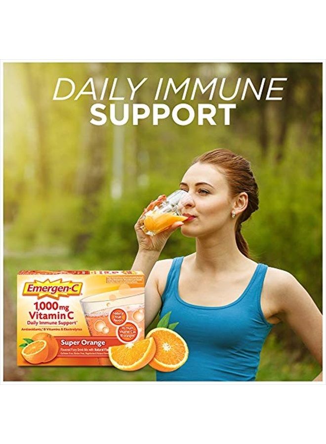 Emergen-C مسحوق فيتامين سي 1000 ملغ لدعم المناعة اليومية خالي من الكافيين مكملات فيتامين سي مع الزنك والمنغنيز، وفيتامينات ب والإلكتروليتات، بنكهة البرتقال الفائقة - 30 حبة - Image 2