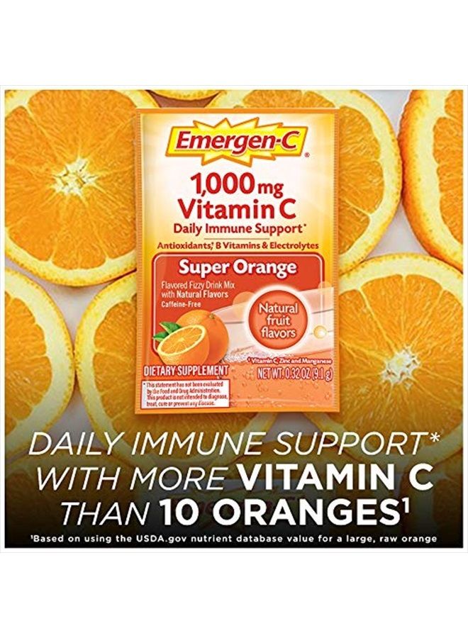 Emergen-C مسحوق فيتامين سي 1000 ملغ لدعم المناعة اليومية خالي من الكافيين مكملات فيتامين سي مع الزنك والمنغنيز، وفيتامينات ب والإلكتروليتات، بنكهة البرتقال الفائقة - 30 حبة - Image 3