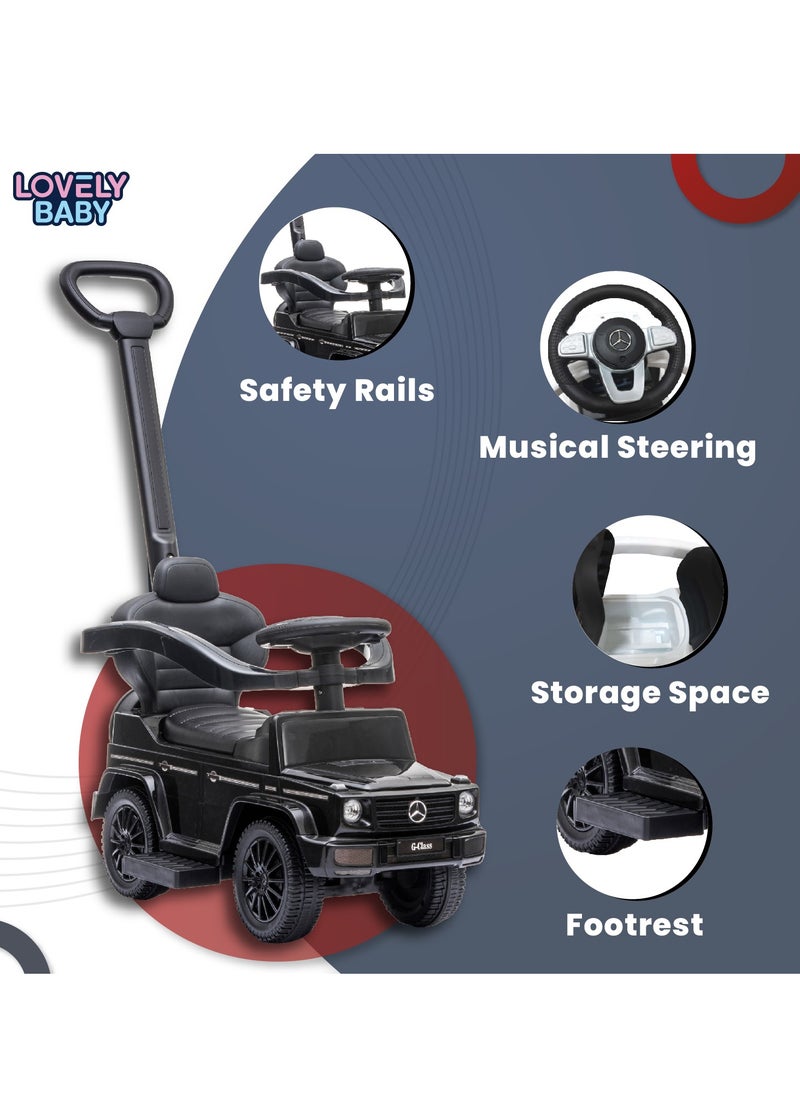 Mercedes-Benz Lovely Baby Mercedes-Benz Push Car for Kids LB 3388H, Ride-on w/ Handlebar, Storage, Comfortable Foot-Rest, Age 1-3 Yrs - Black  - Image 4