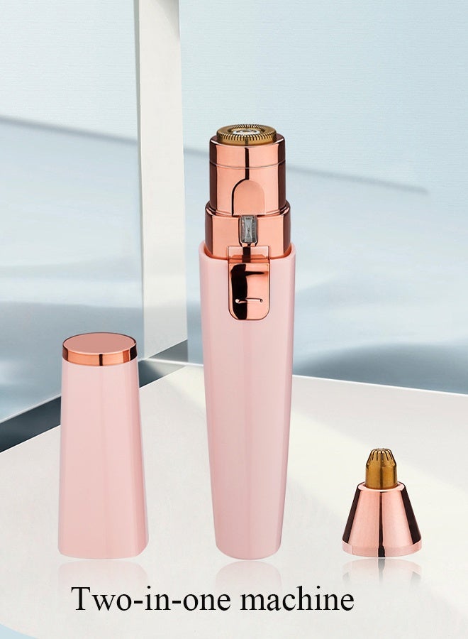 حاجب الوجه مقطع للنساء - 2 في 1 قابلة لإعادة الشحن وجه حاجب الحلاقة - إزالة الوجه الخوخ فوز إزالة الوجه بلا ألم مدمجة في ضوء LED للشفتين ذراع الأنف الشعر بيكيني خط الجسم (الوردي) - Image 4