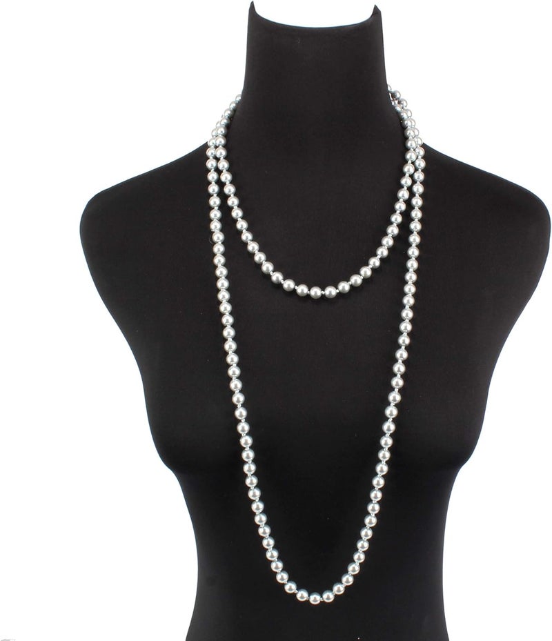 KOSMOS-LI Fashion Faux Pearls Pendants 1920s Beads Cluster Long Pearl Necklace for Costume Party Jewelry 55" - Image 2