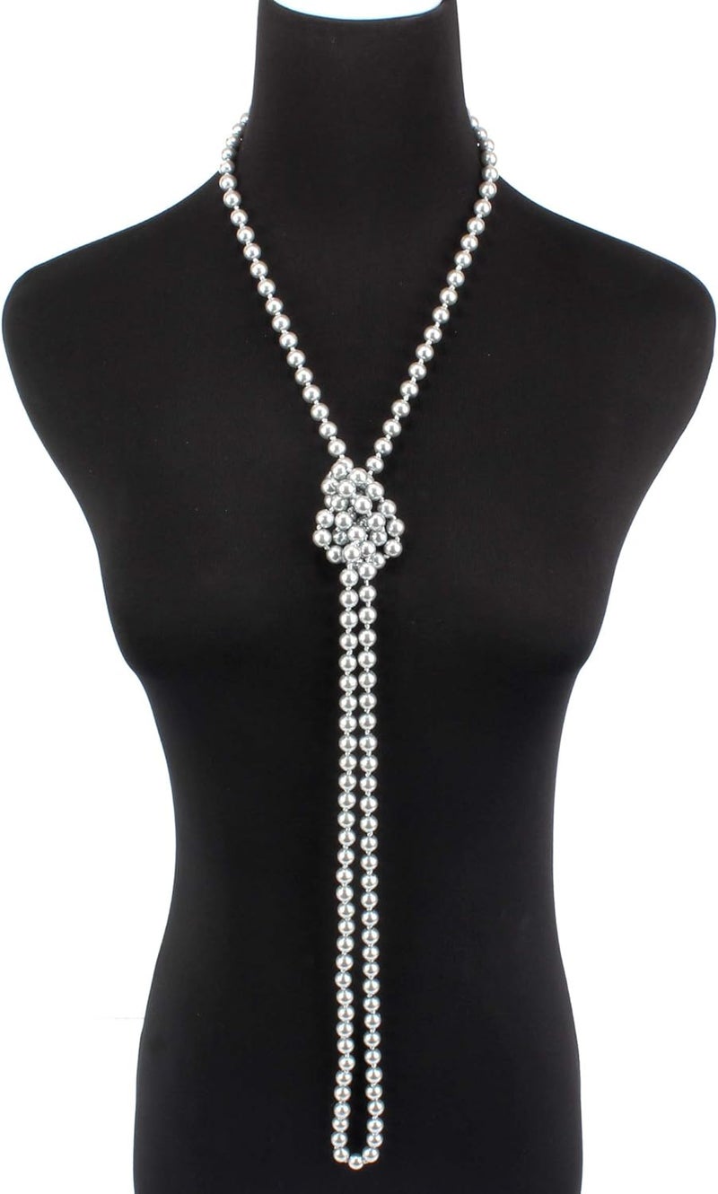 KOSMOS-LI Fashion Faux Pearls Pendants 1920s Beads Cluster Long Pearl Necklace for Costume Party Jewelry 55" - Image 4