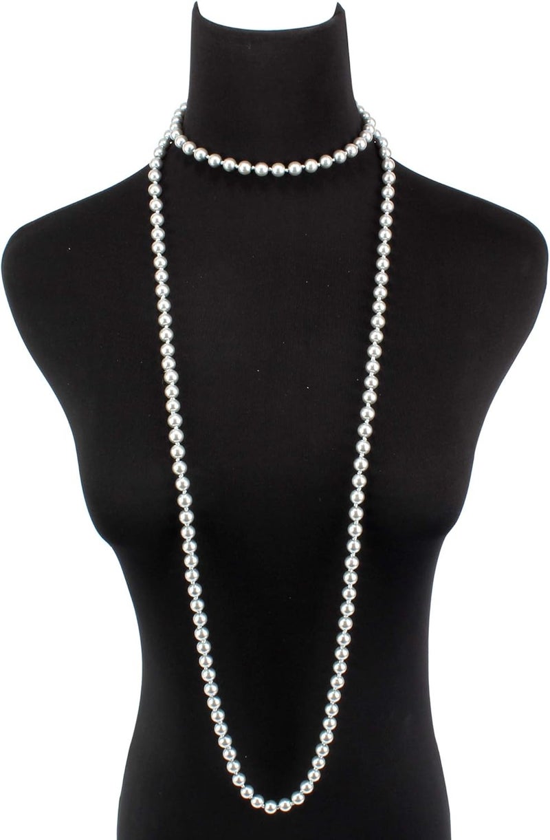 KOSMOS-LI Fashion Faux Pearls Pendants 1920s Beads Cluster Long Pearl Necklace for Costume Party Jewelry 55" - Image 1