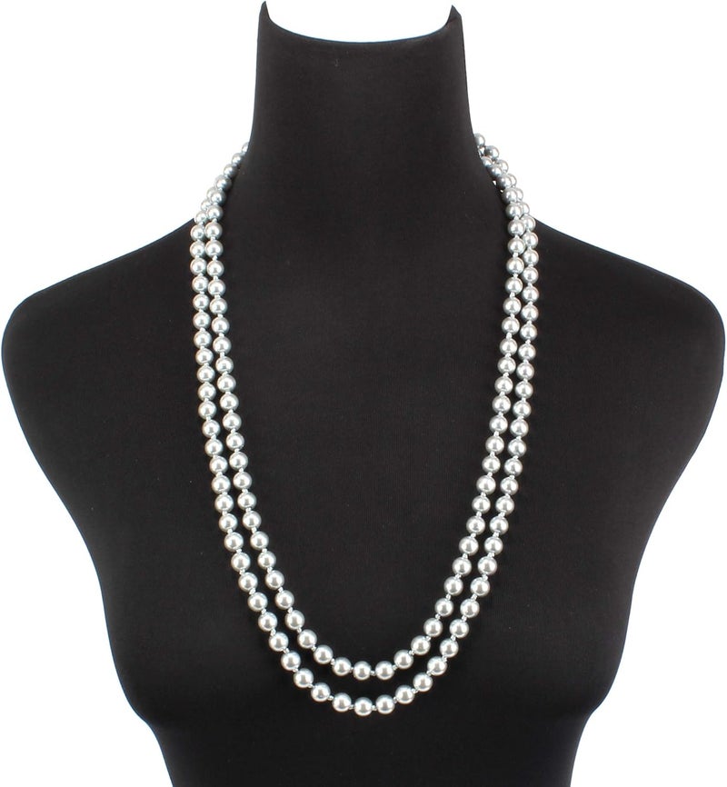 KOSMOS-LI Fashion Faux Pearls Pendants 1920s Beads Cluster Long Pearl Necklace for Costume Party Jewelry 55" - Image 3